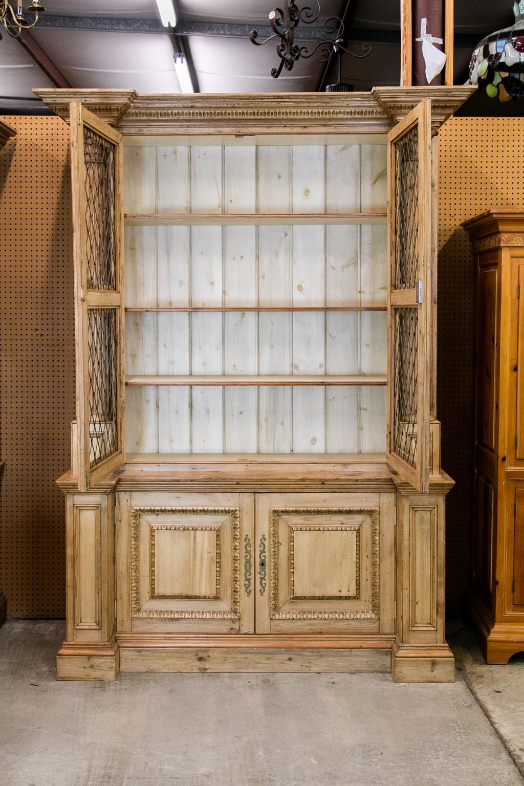 Brass English Pine Bookcase