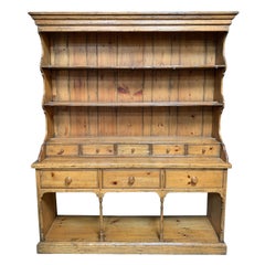 Antique English Pine China Display Cabinet