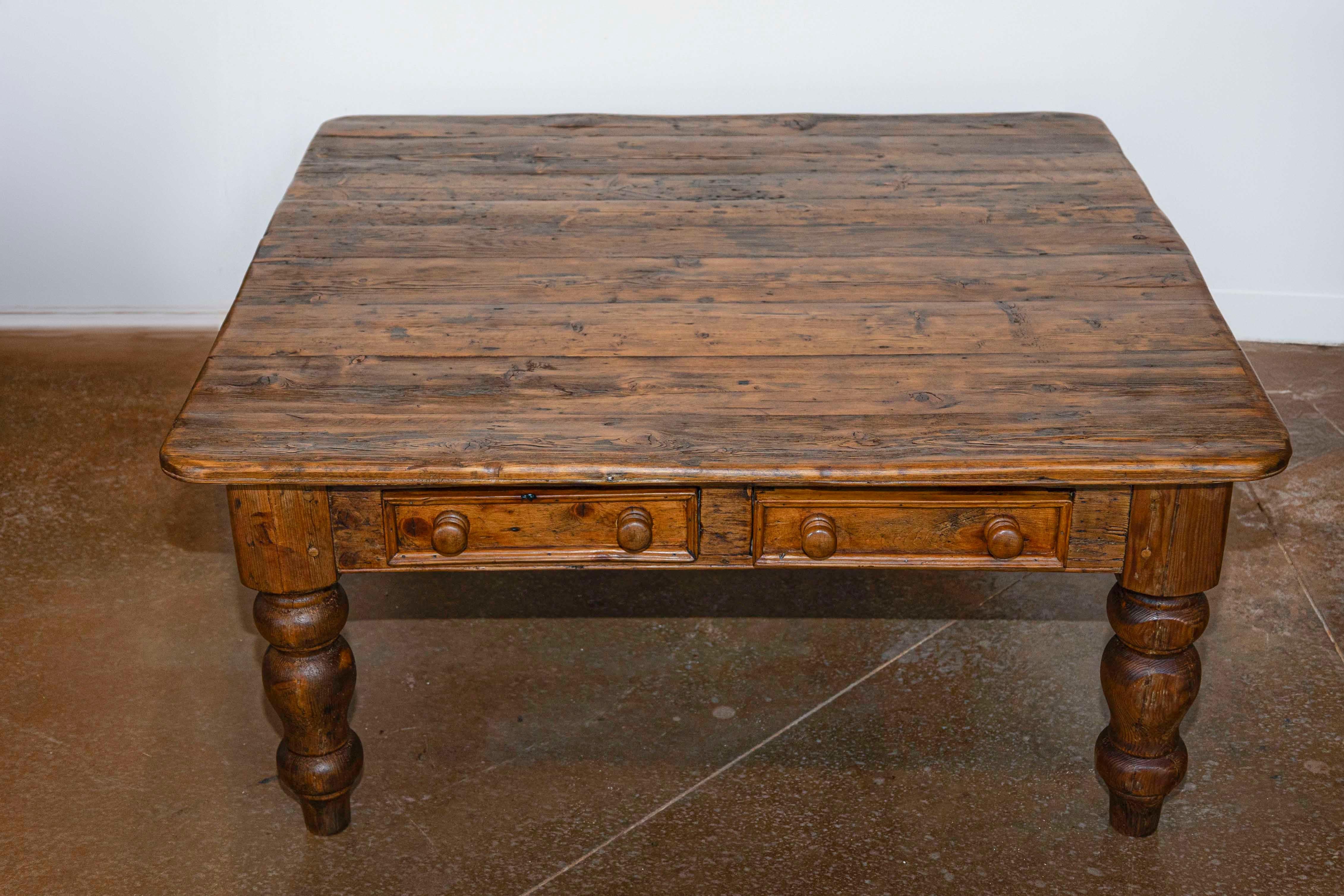 Rustic English Pine Coffee Table