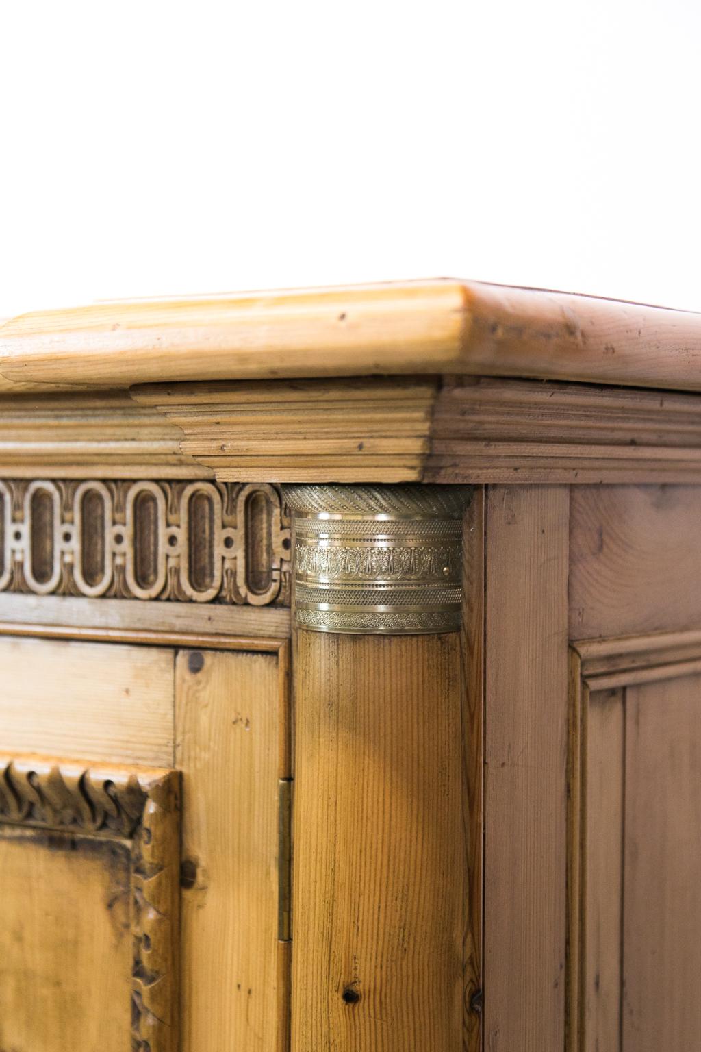 Hand-Carved English Pine Console Cabinet For Sale
