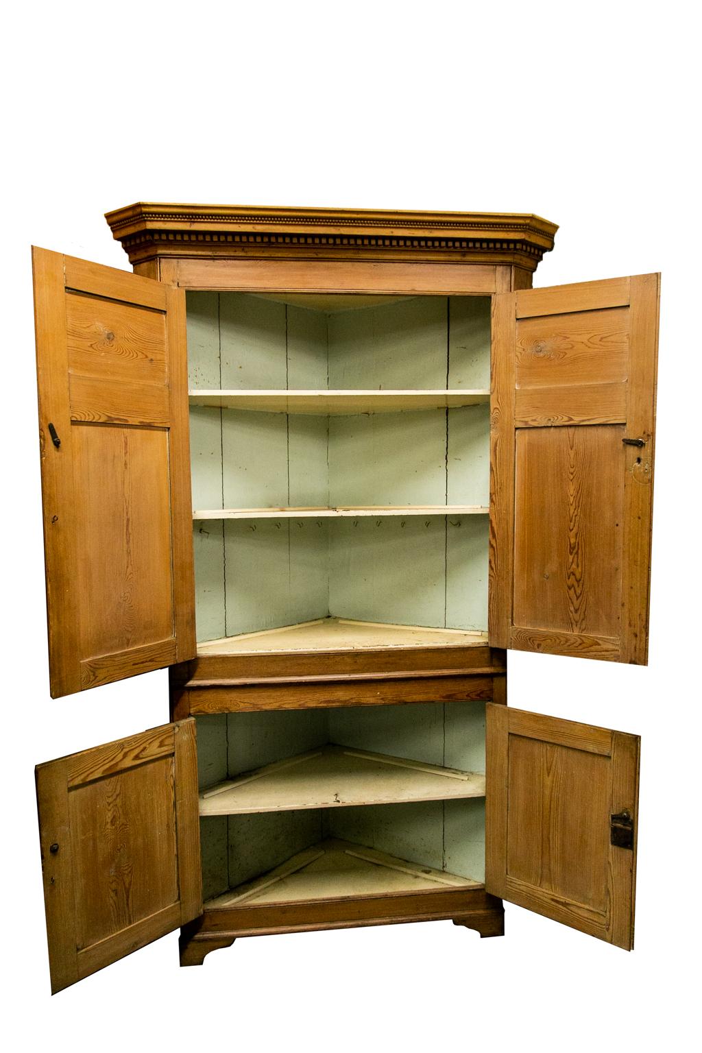 English Pine Corner Cupboard For Sale 2