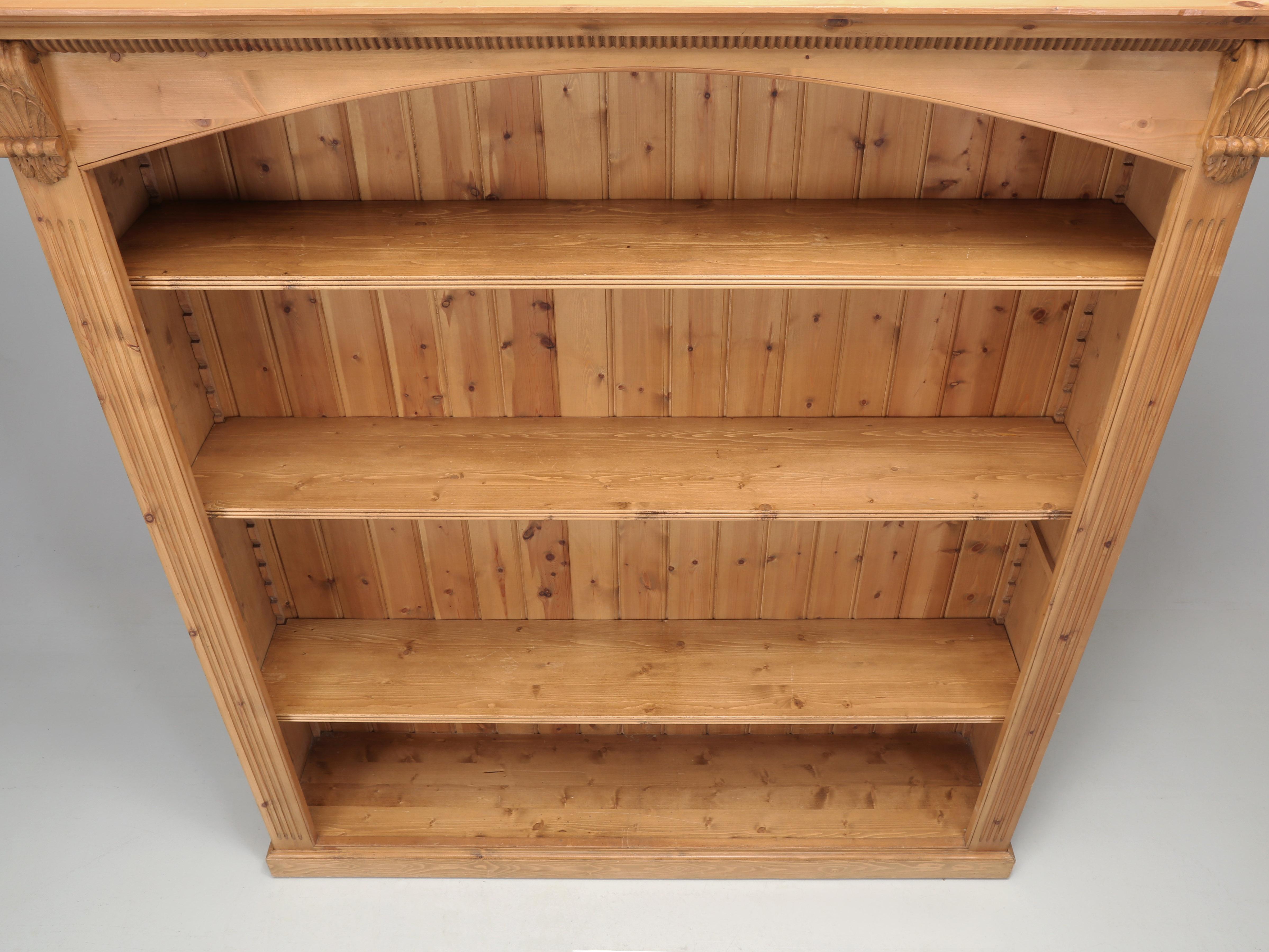 English Pine Country Bookcase Over 6 Feet Wide, Traditional Beeswax by Chrispyn For Sale 3