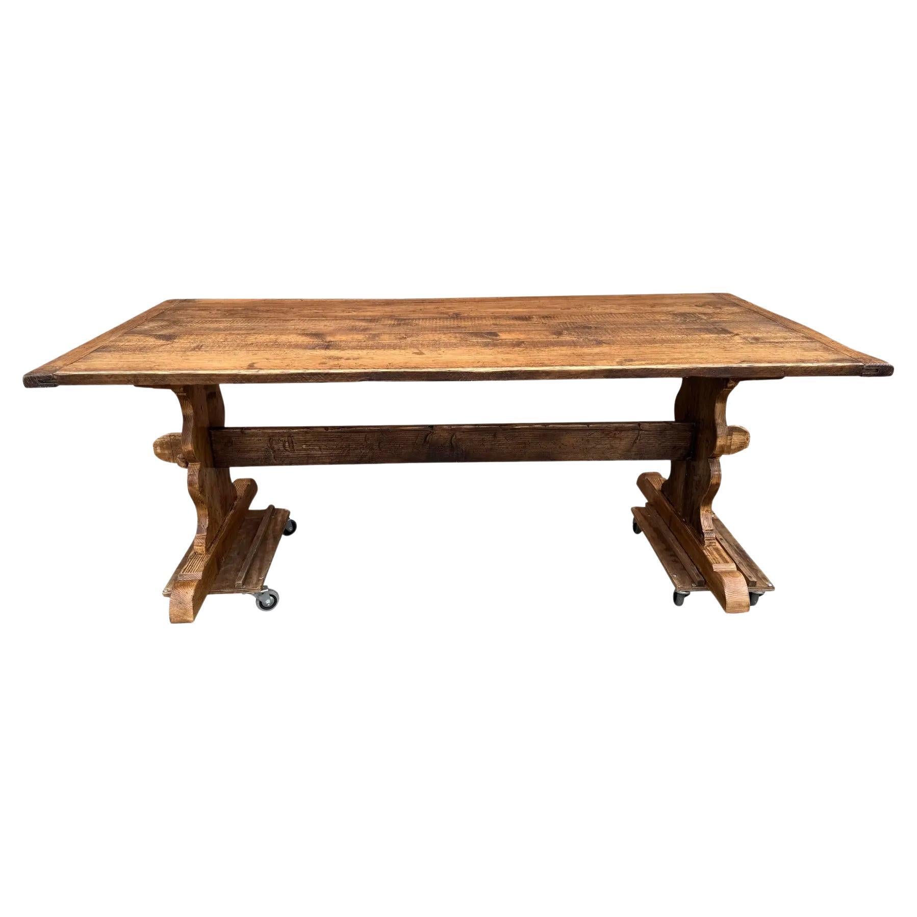 English Pine Dining Table For Sale
