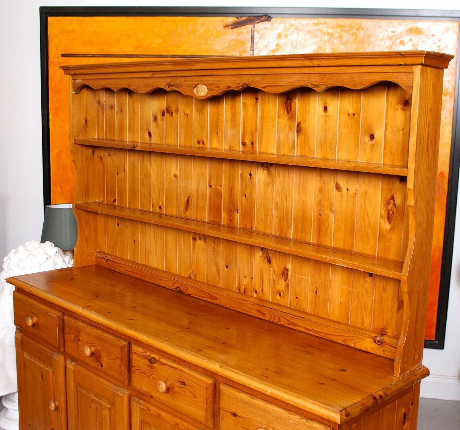 English Pine Dresser Long Carved Country Kitchen Welsh Dresser Farmhouse For Sale 5