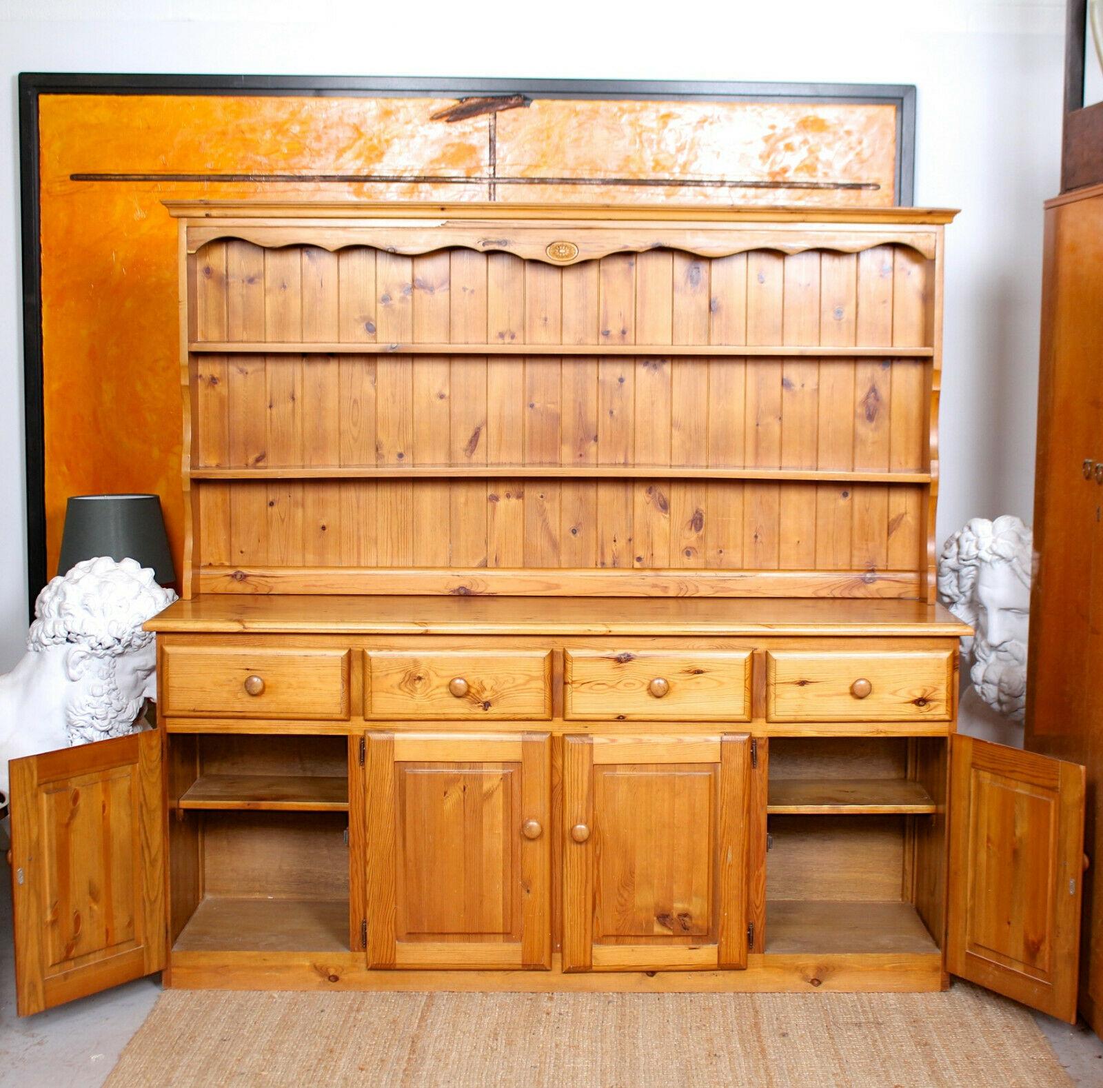 English Pine Dresser Long Carved Country Kitchen Welsh Dresser Farmhouse For Sale 2
