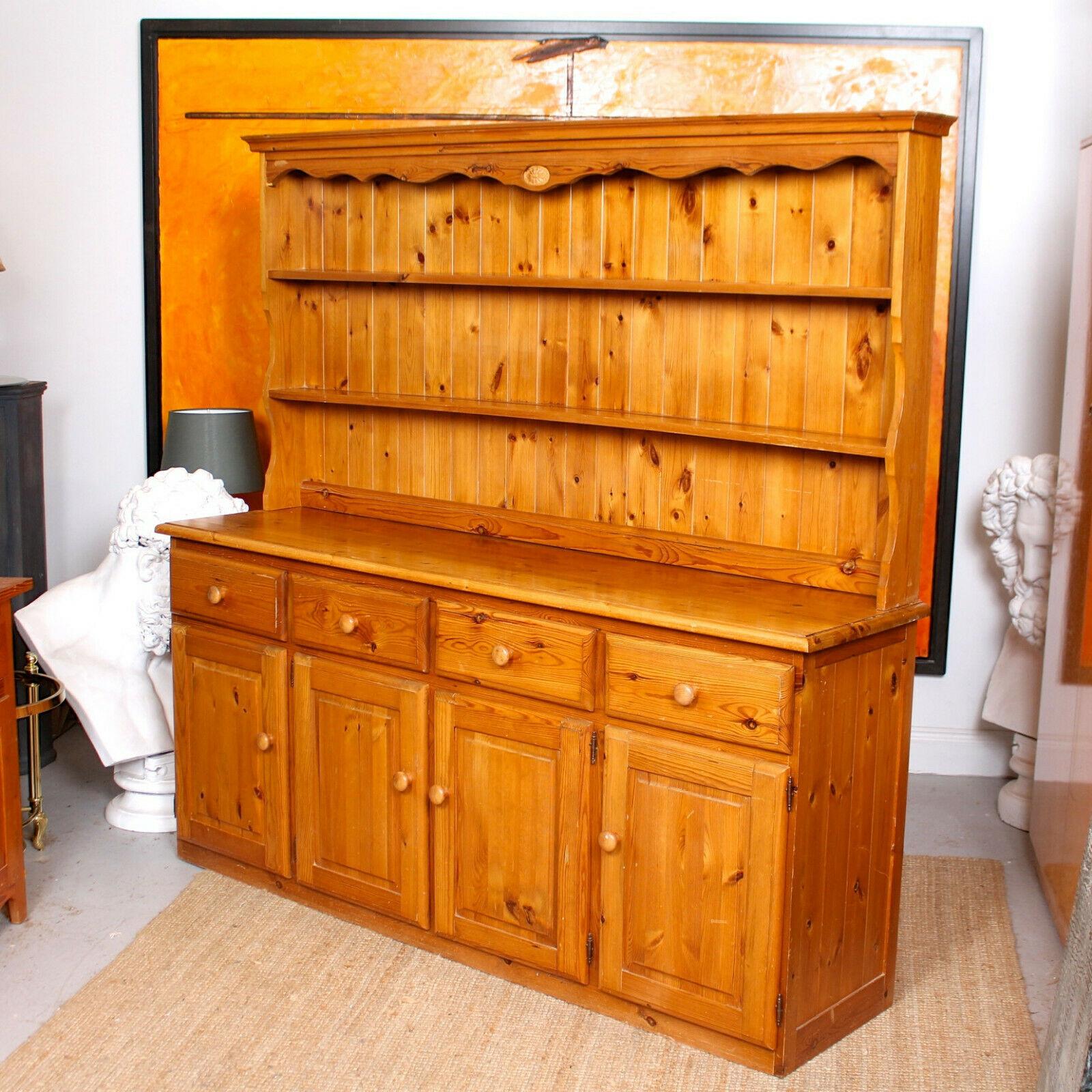 English Pine Dresser Long Carved Country Kitchen Welsh Dresser Farmhouse For Sale 4