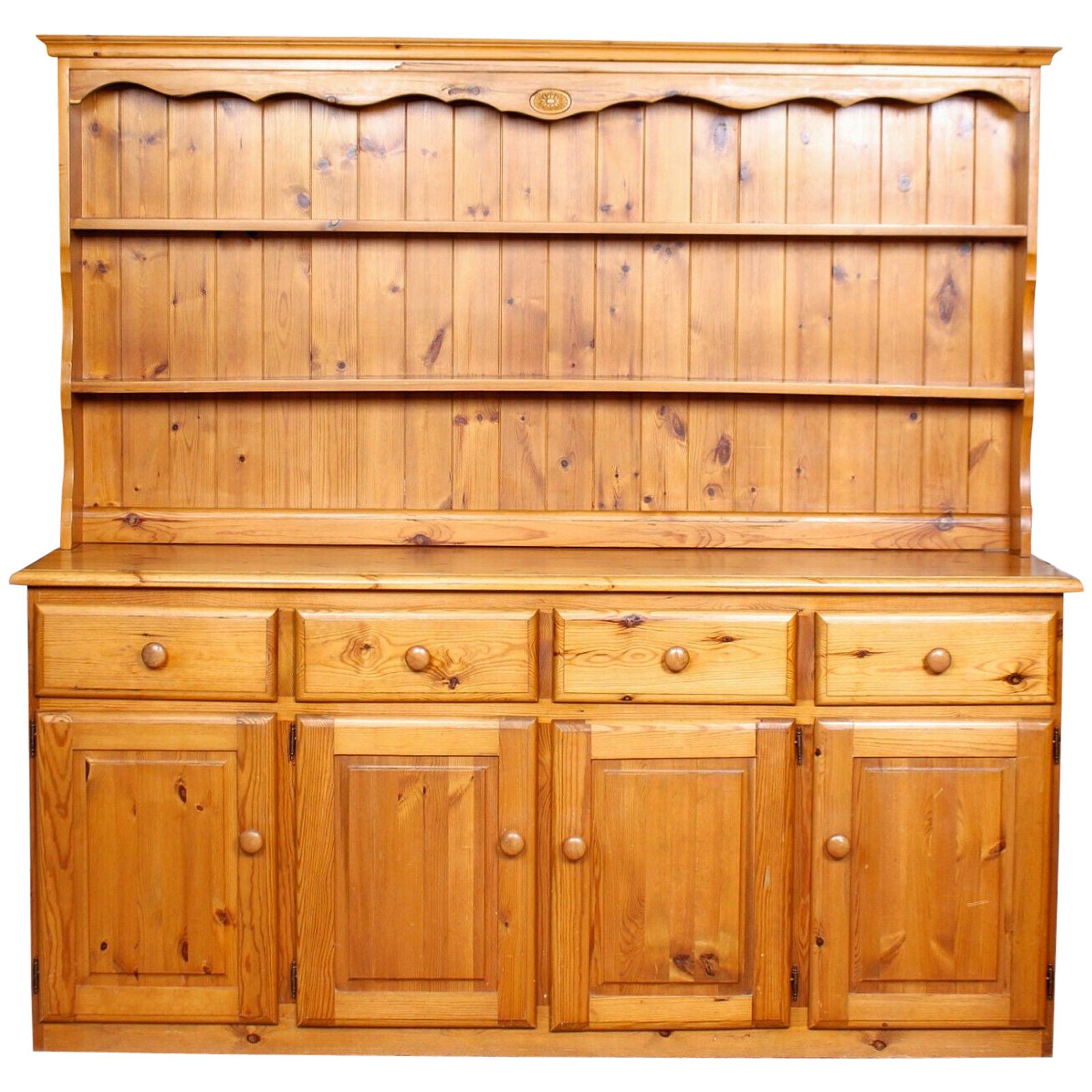 English Pine Dresser Long Carved Country Kitchen Welsh Dresser Farmhouse For Sale