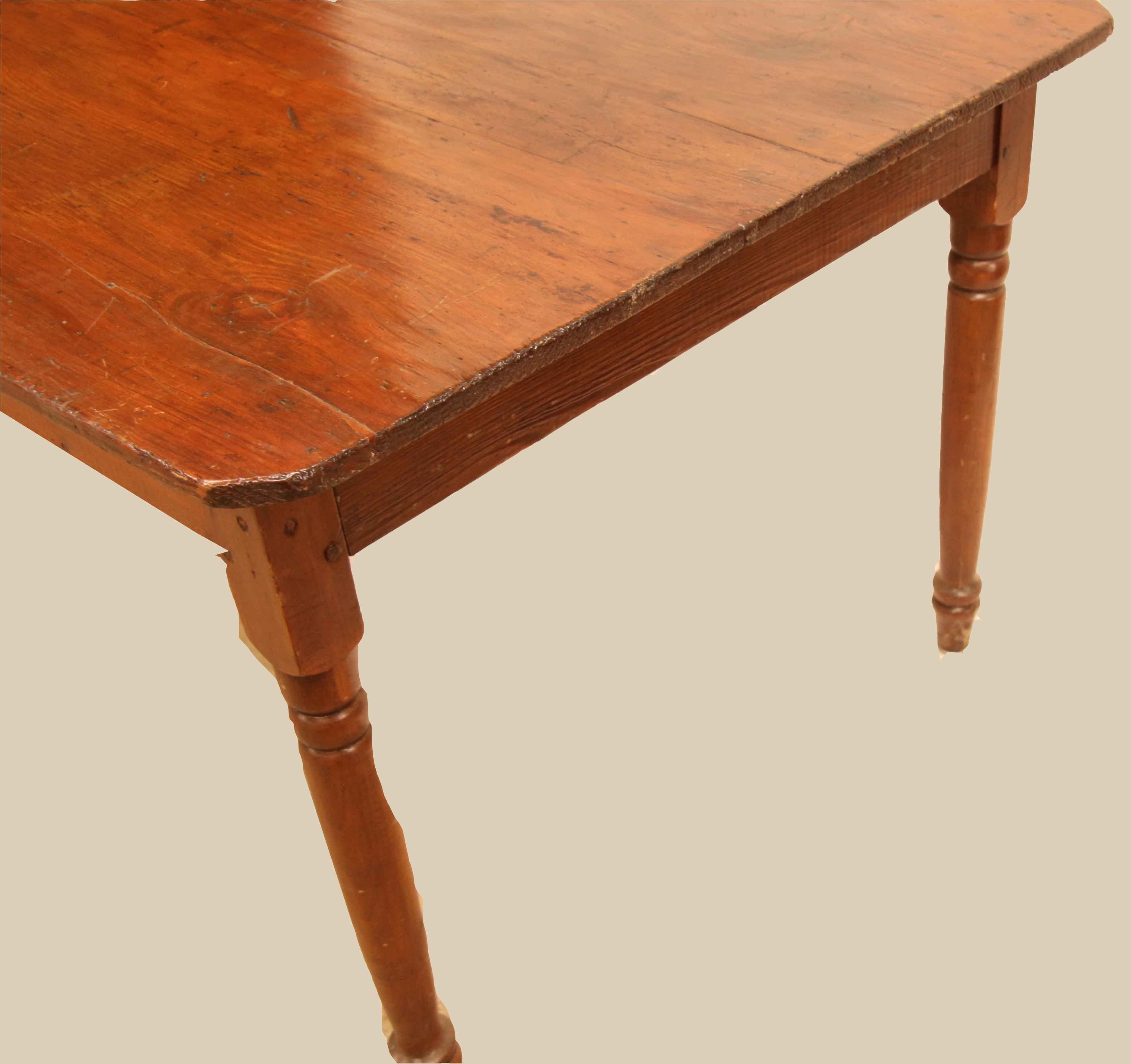 Turned English Pine Farm Table For Sale
