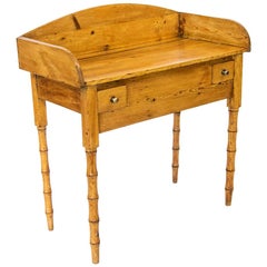 Antique English Pine Faux Bamboo Side Table
