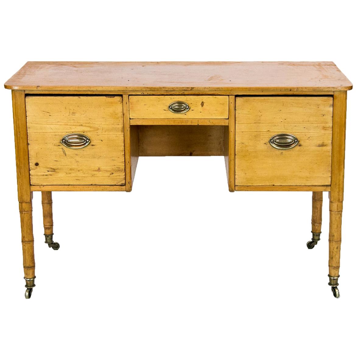 English Pine Faux Bamboo Side Table