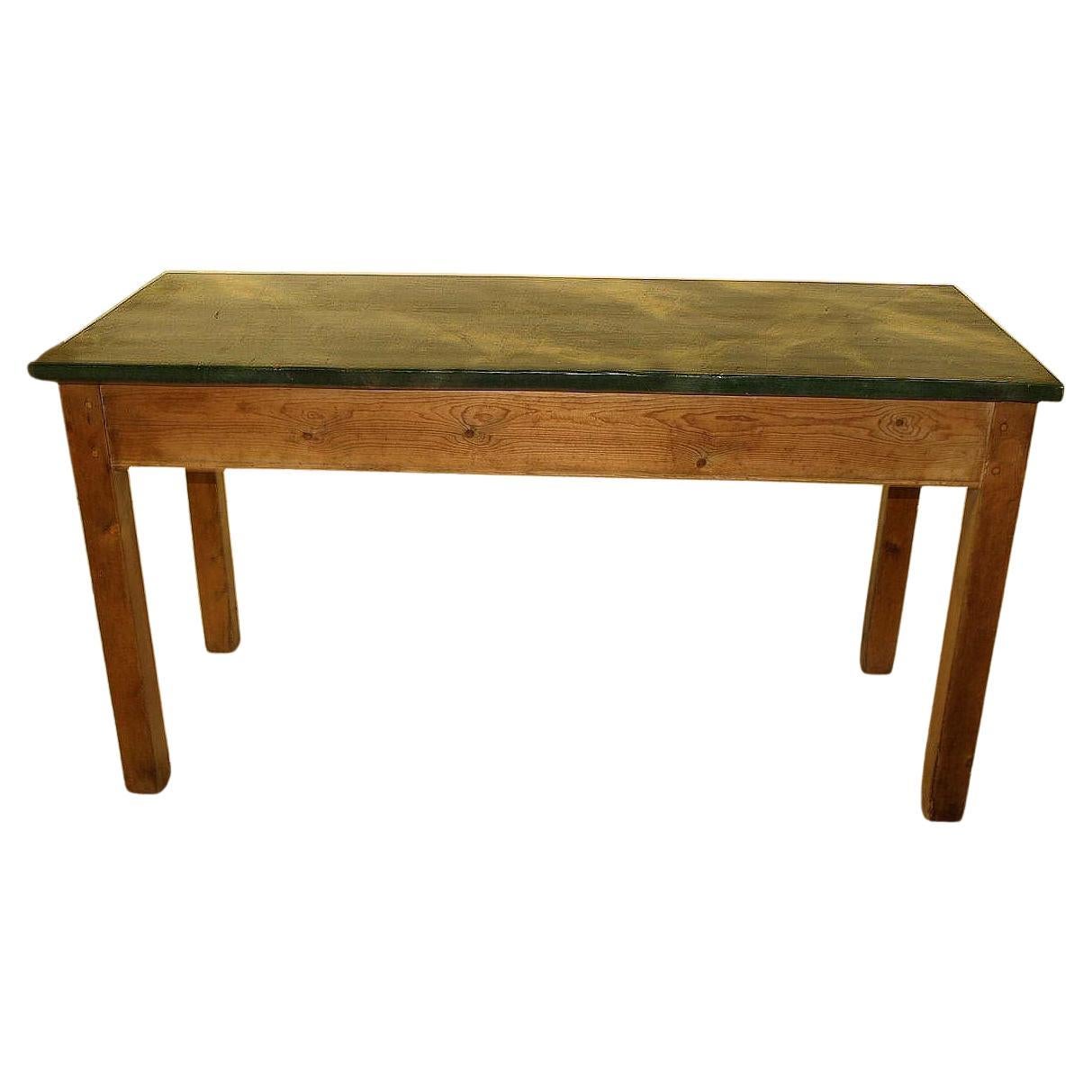 English Pine Faux Marble Console Table For Sale
