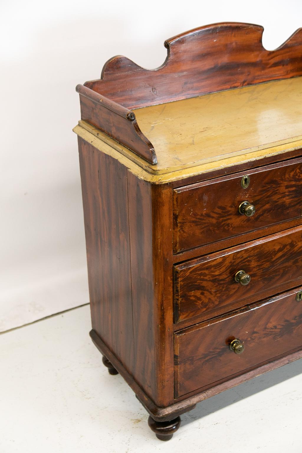 English Pine Faux Painted Galleried Chest For Sale 1