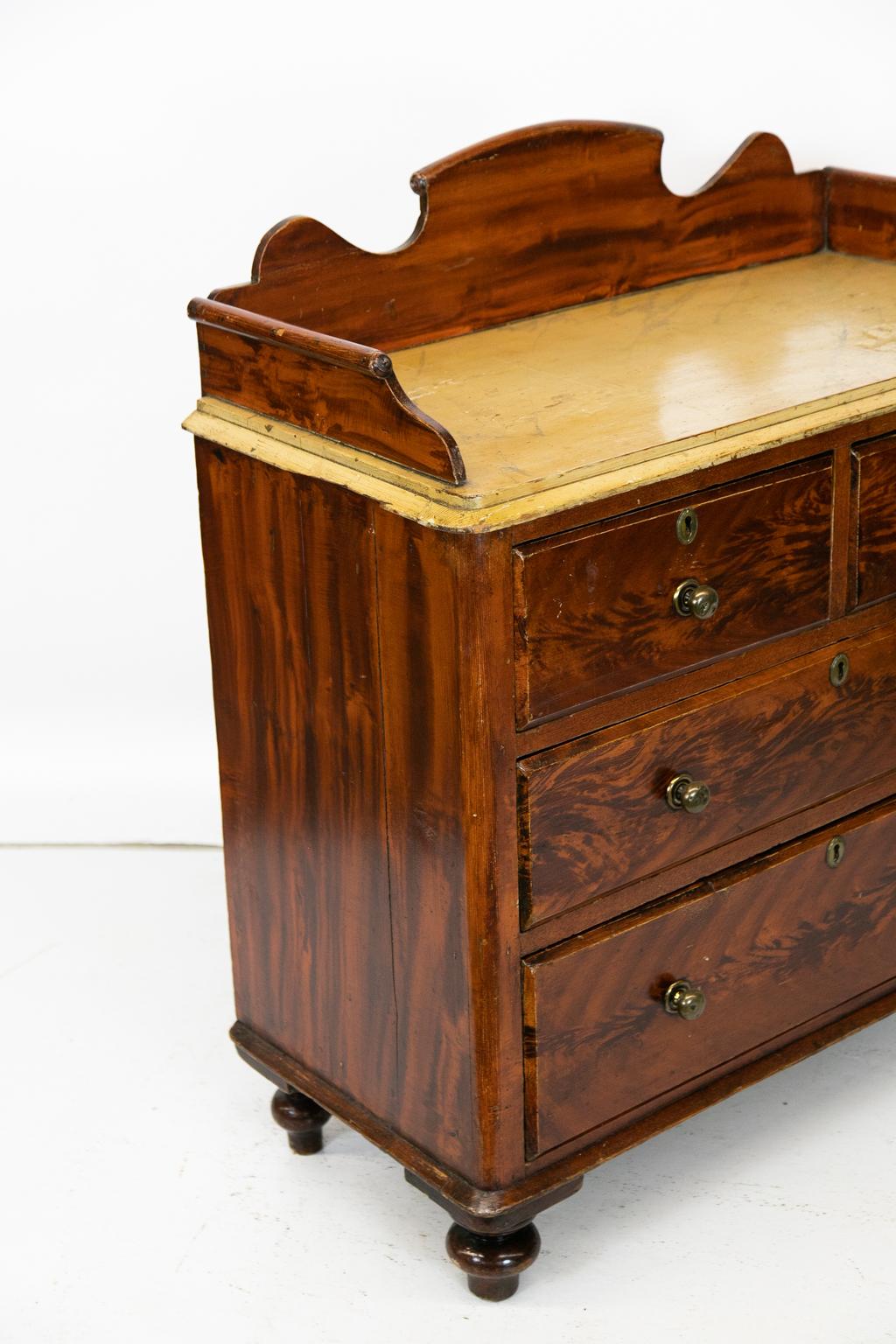 English Pine Faux Painted Galleried Chest For Sale 4