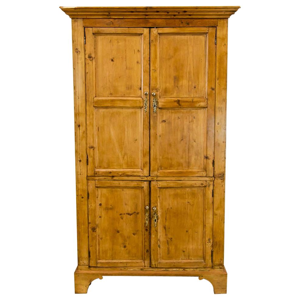 English Pine Four Door Cupboard For Sale