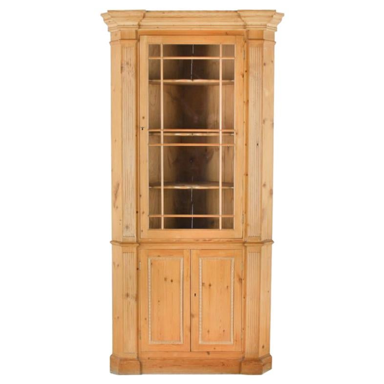 English Pine Georgian Revival Corner Cabinet