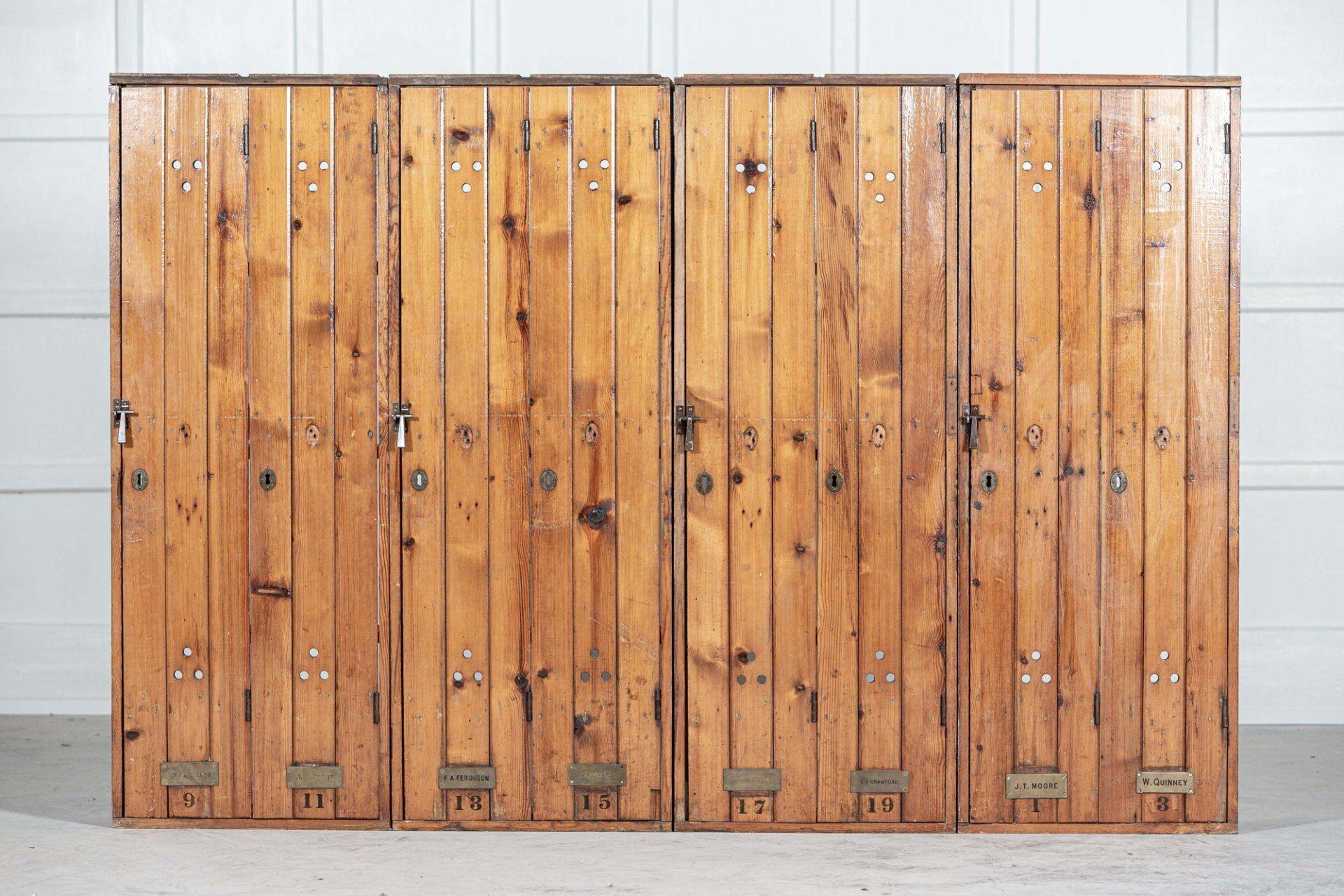 circa 1920
X4 English pine golf club Lockers large
In original condition
Price is each
Measures: W 50 x D 26 x H 134.
  