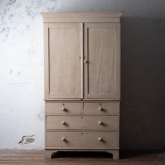 English Pine Linen Press, 19th Century