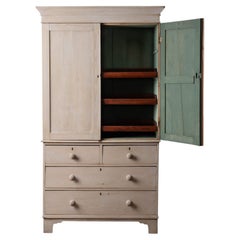 English Pine Linen Press, 19th Century