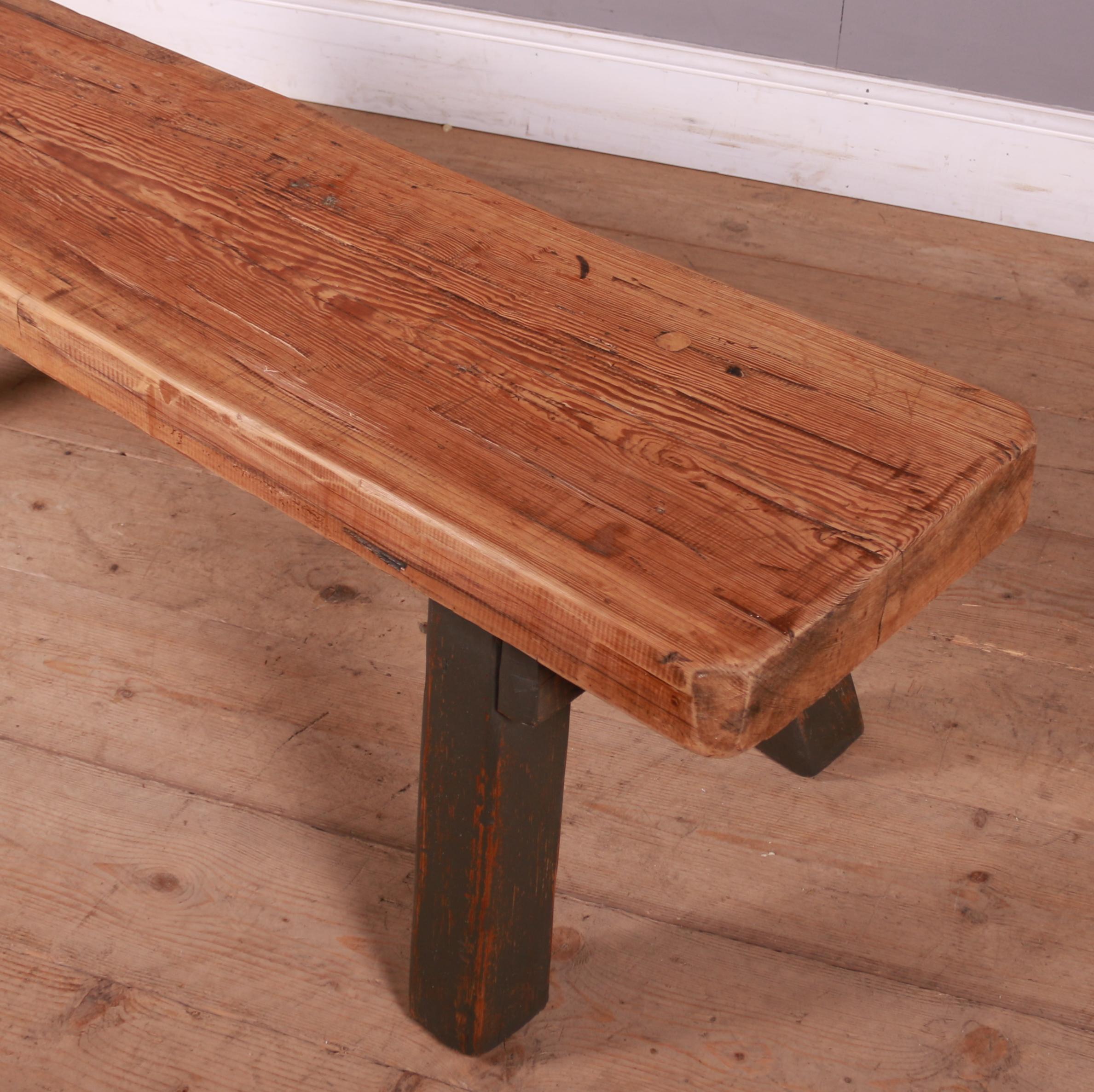 19th C English painted pine low bench. 1890.

Top is 15.5