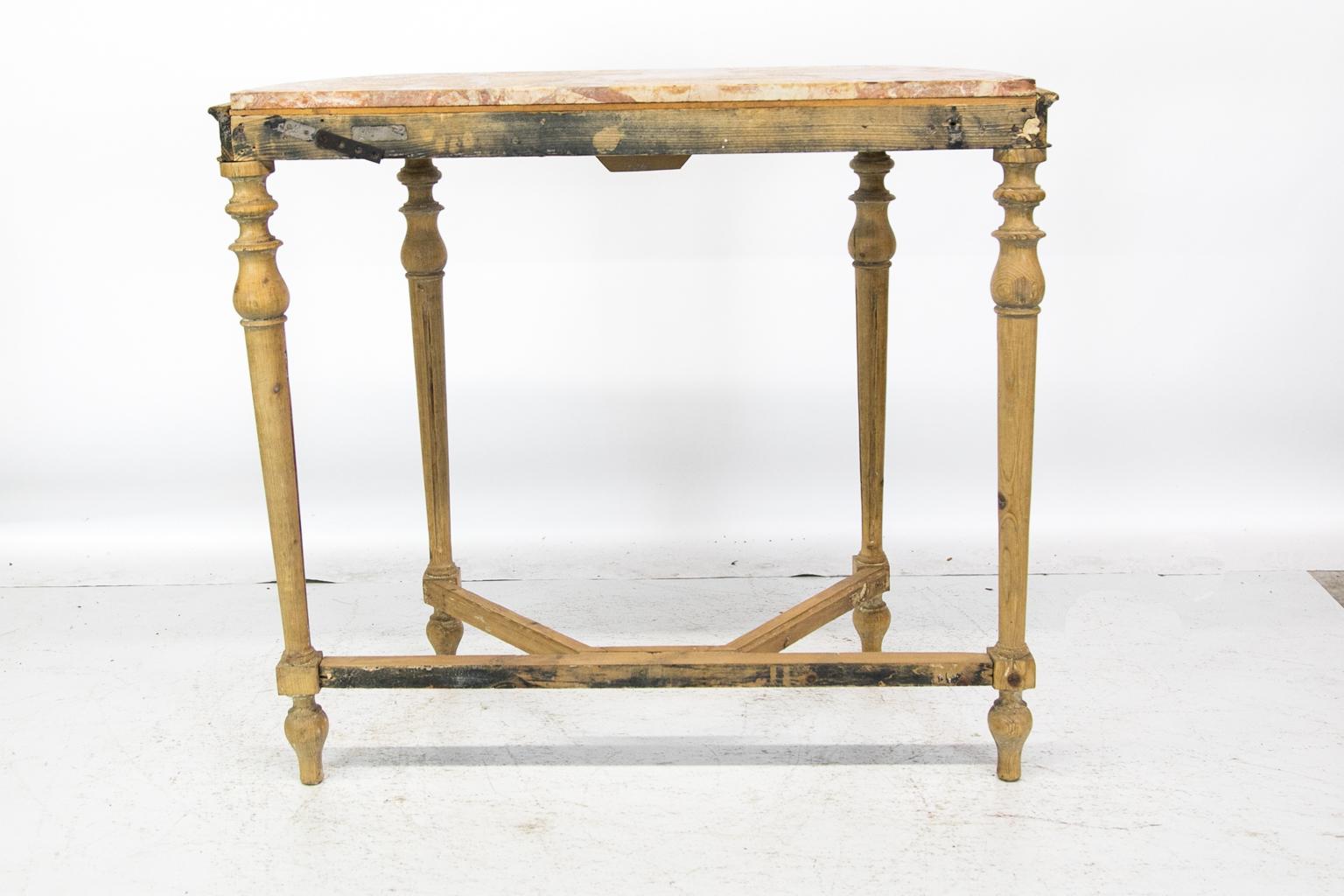 English Pine Marble-Top Console Table For Sale 6