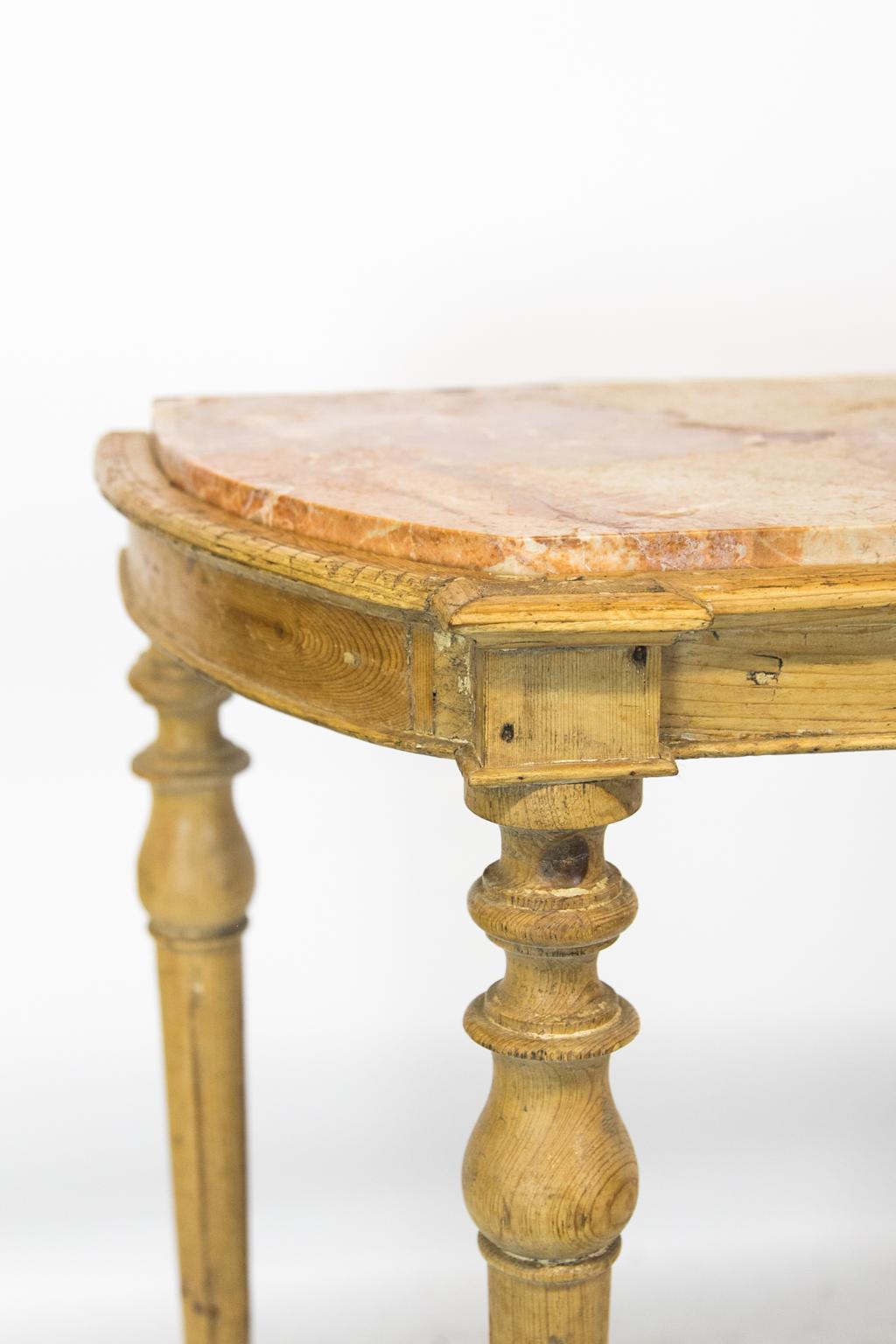 Late 19th Century English Pine Marble-Top Console Table For Sale