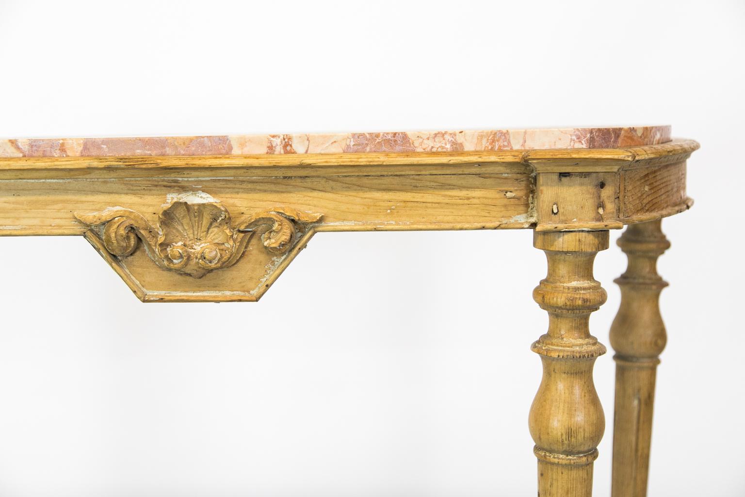 English Pine Marble-Top Console Table For Sale 1