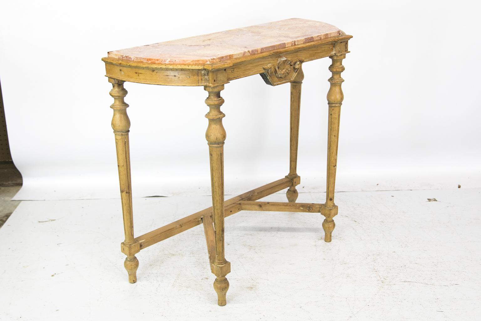 English Pine Marble-Top Console Table For Sale 2