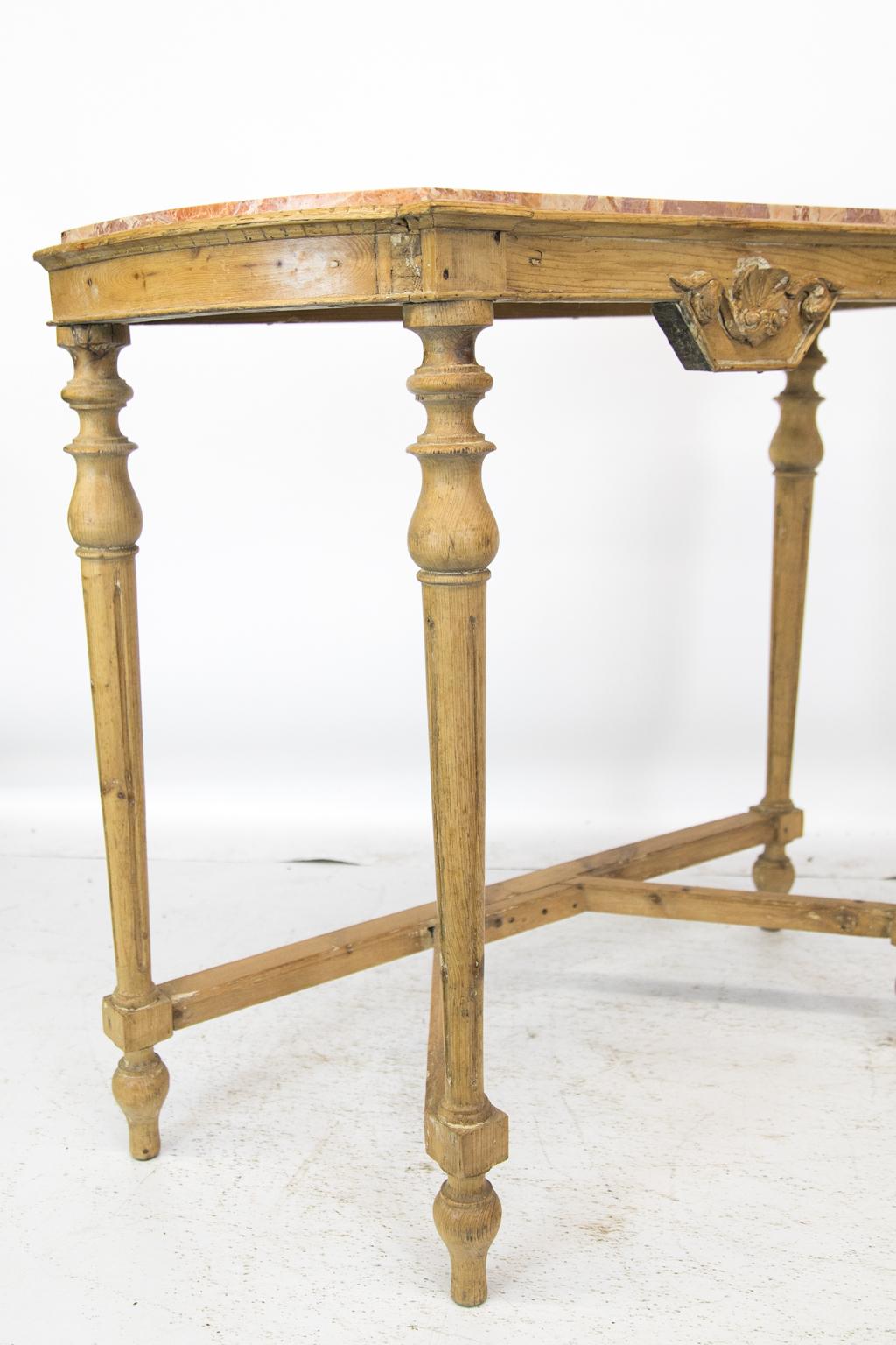English Pine Marble-Top Console Table For Sale 3