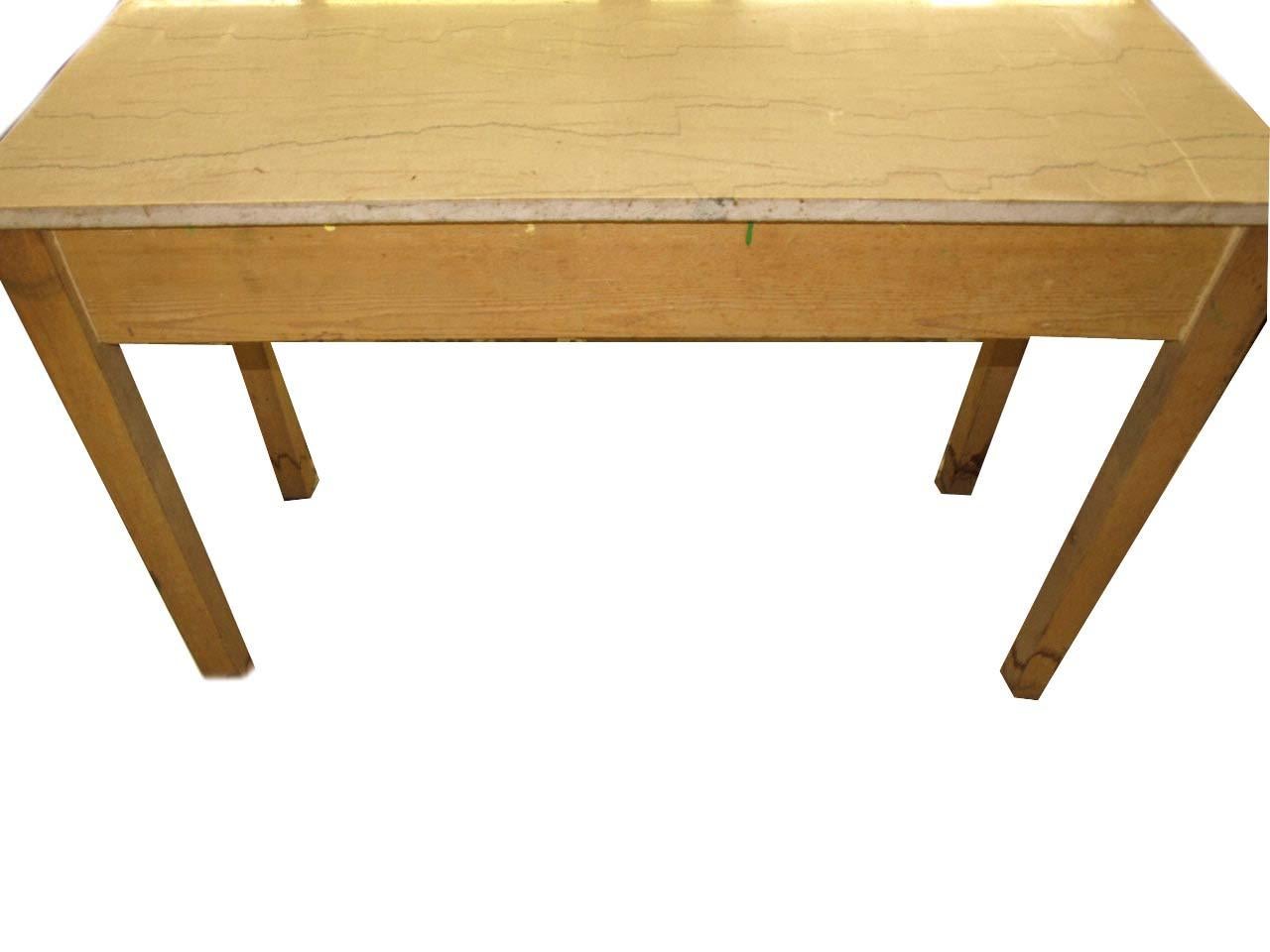Table console anglaise en pin avec plateau en marbre en vente 3