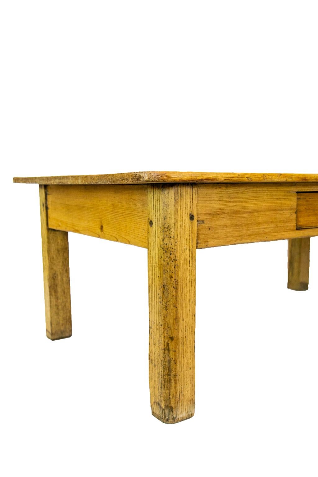 Mid-19th Century English Pine One Drawer Coffee Table