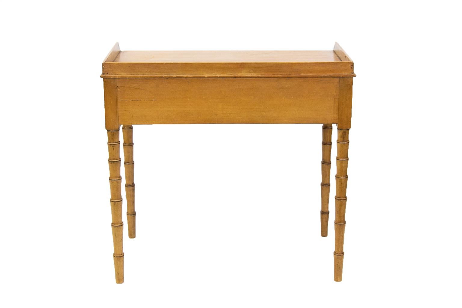 English Pine One-Drawer Faux Bamboo Table 5
