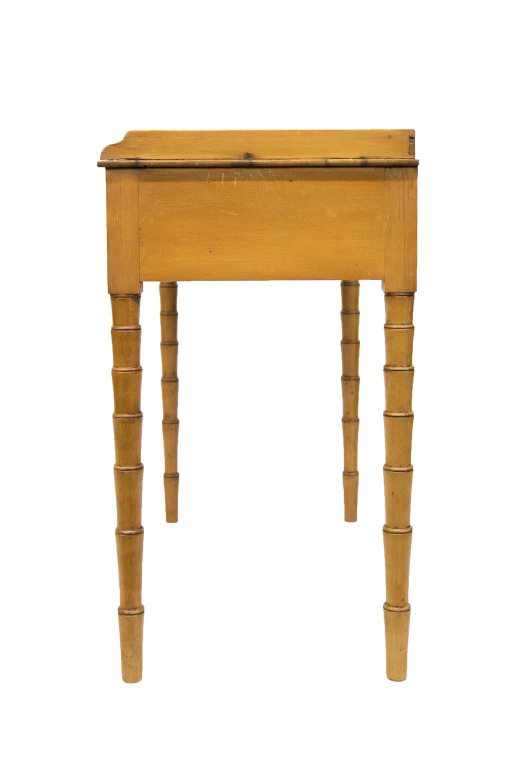 English Pine One-Drawer Faux Bamboo Table 4