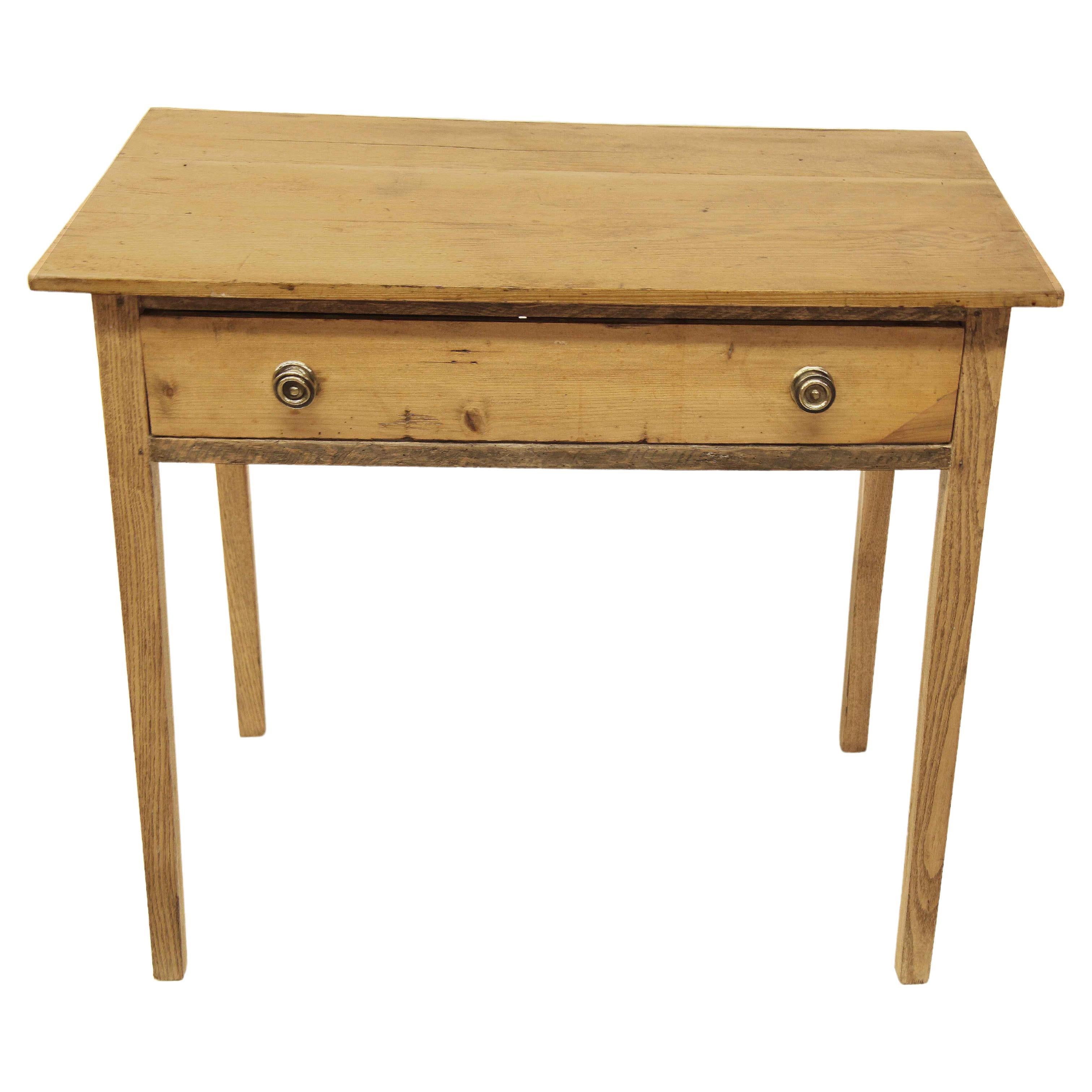 English Pine One Drawer Side Table For Sale