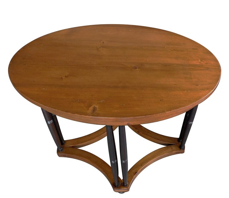 English Pine Oval Center/Side Table Raised on Columnar Supports For ...