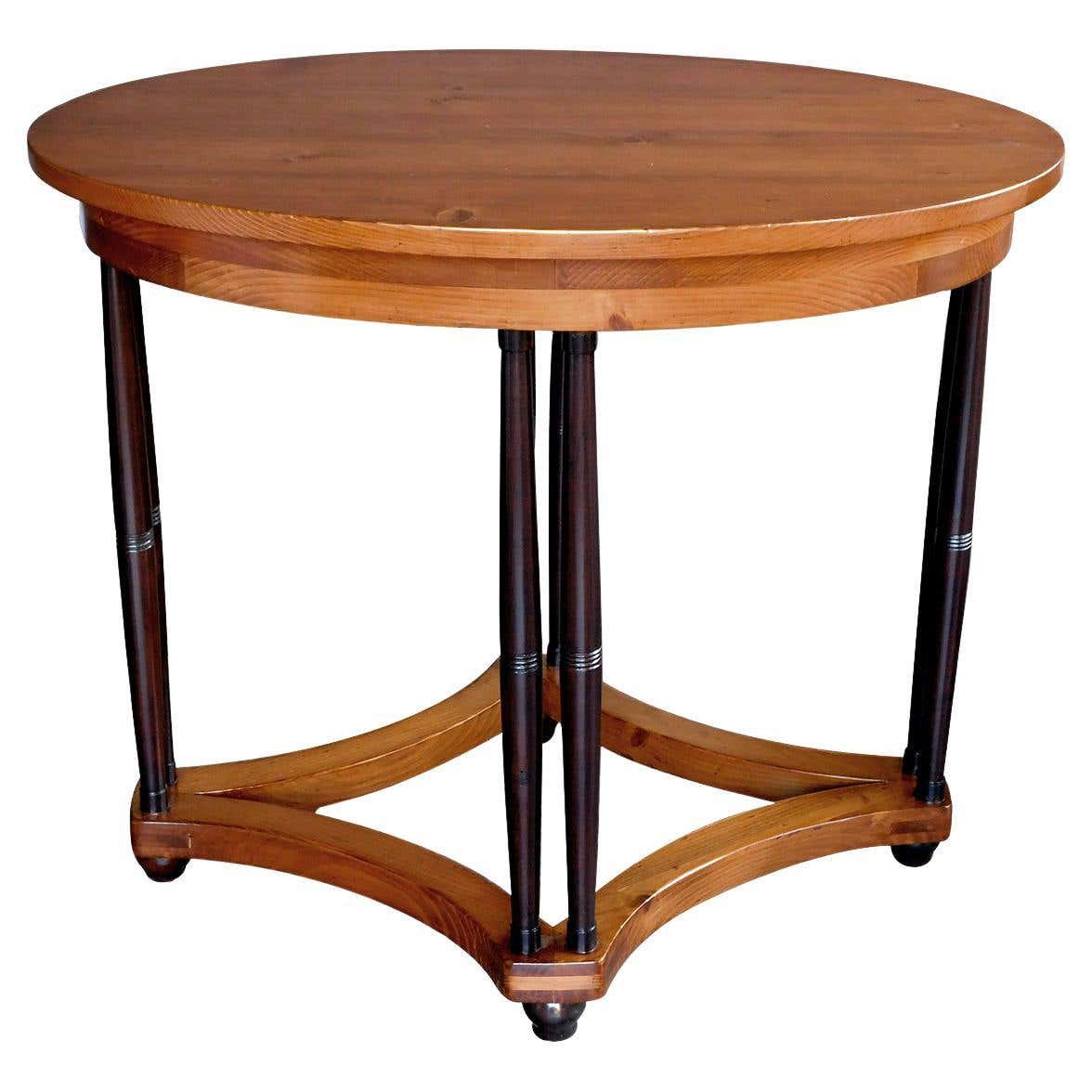 English Pine Oval Center/Side Table Raised on Columnar Supports For ...