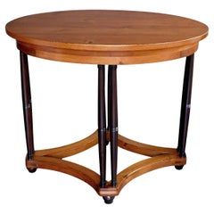 English Pine Oval Center/Side Table Raised on Columnar Supports