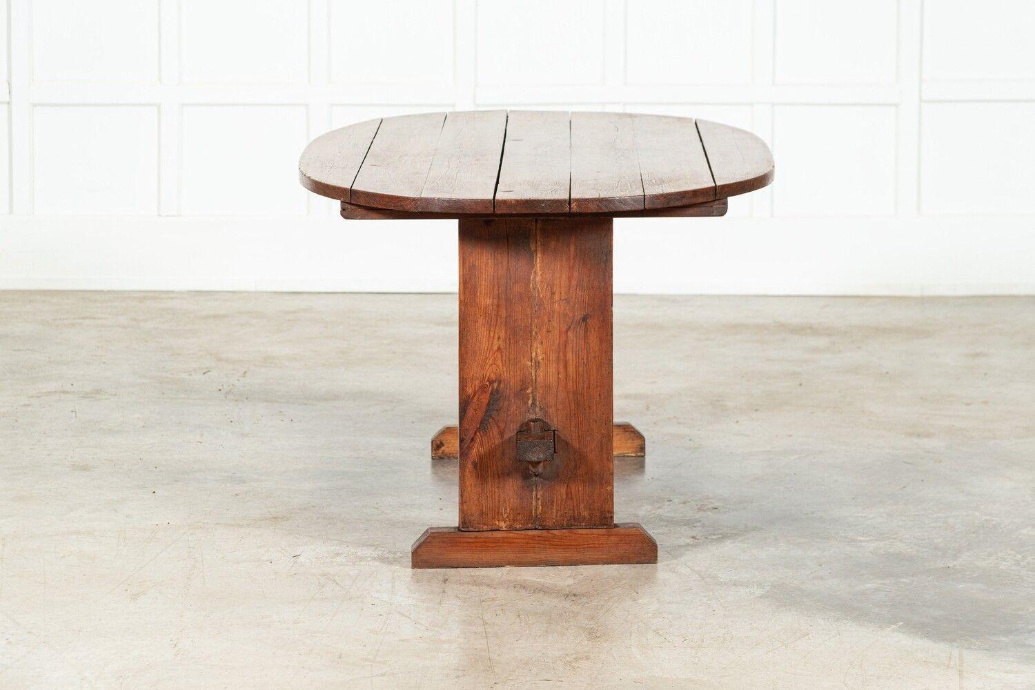 20th Century English Pine Oval Refectory Table For Sale