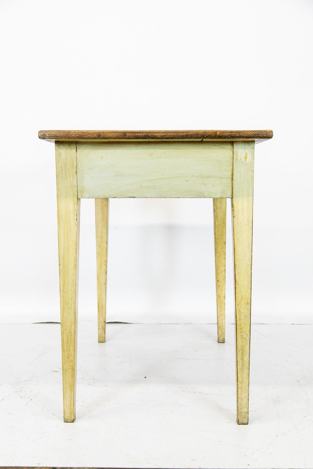 Brass English Pine Painted Side Table