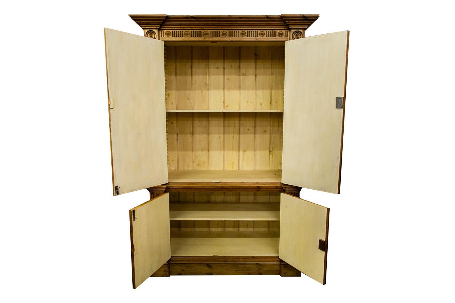 Late 20th Century English Pine Press Cupboard  For Sale
