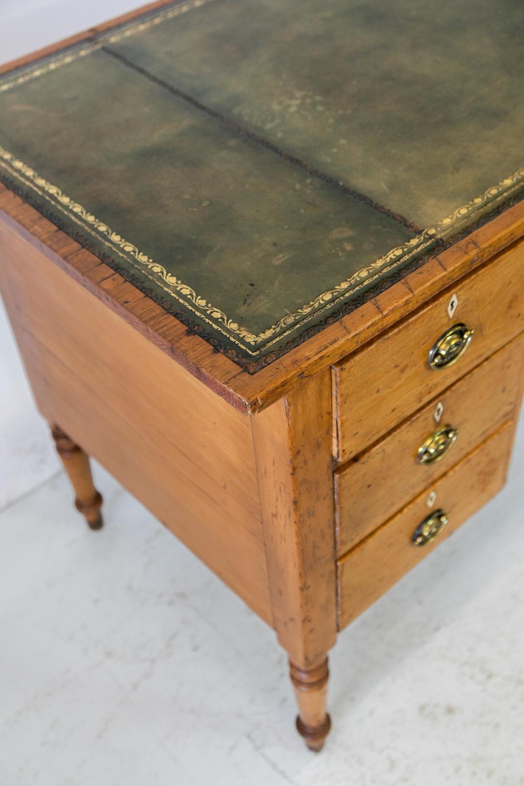 Turned English Pine Seven-Drawer Writing Desk