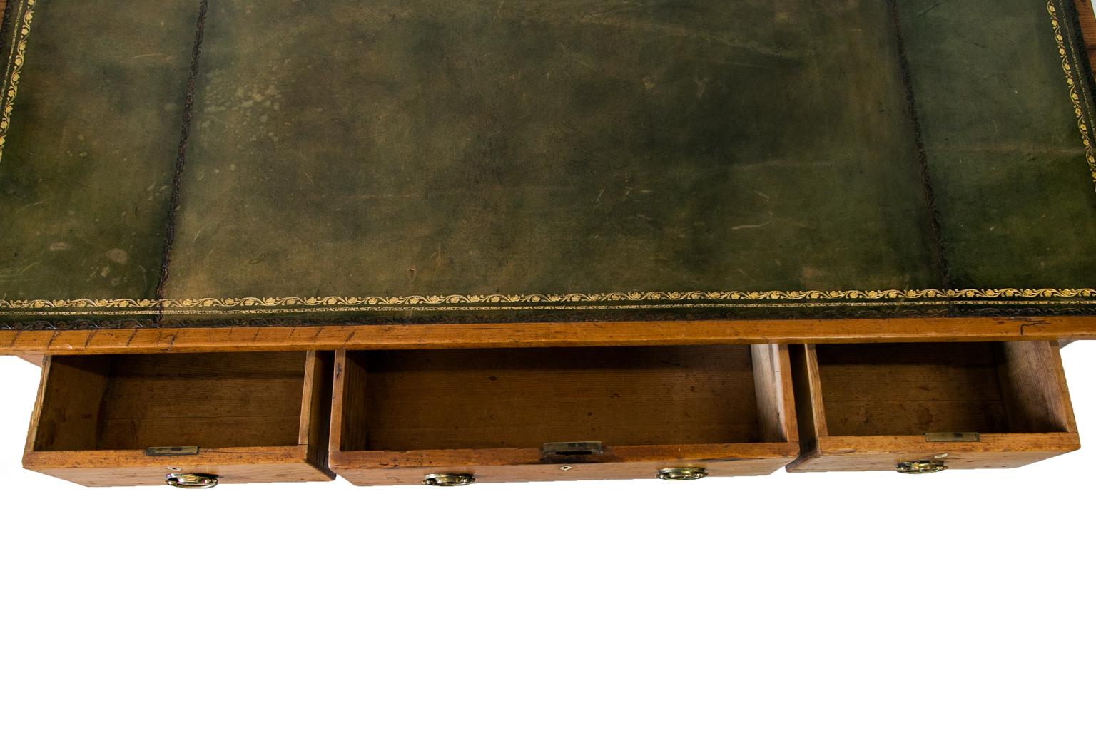 Mid-19th Century English Pine Seven-Drawer Writing Desk