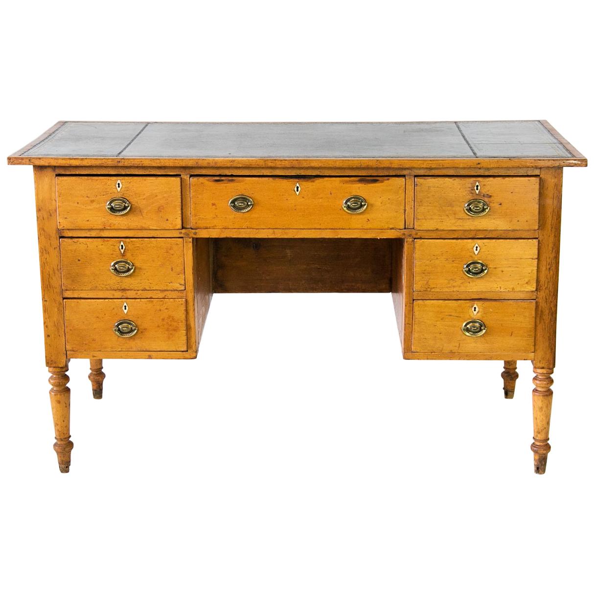 English Pine Seven-Drawer Writing Desk