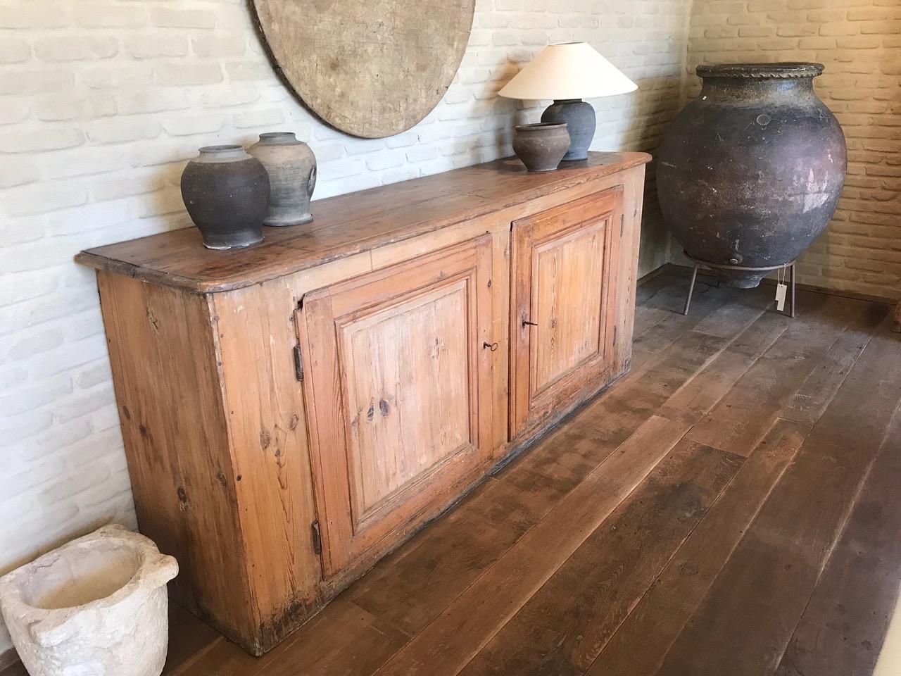 Hand-Crafted English Pine Sideboard 19th Century