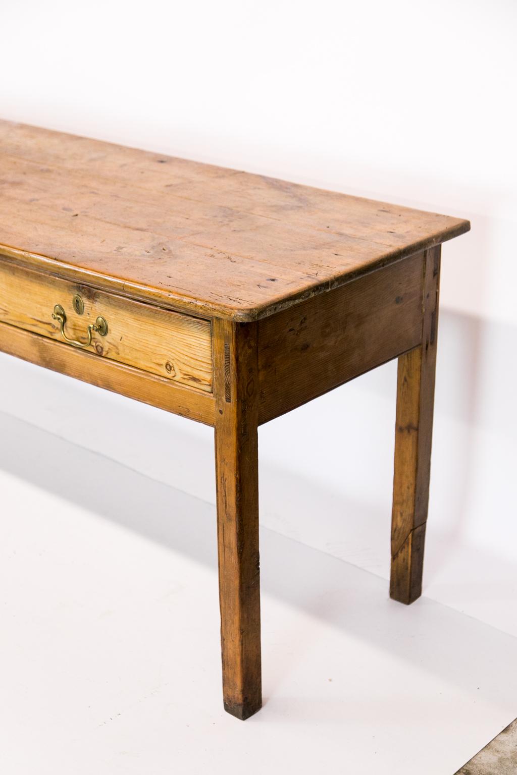 English pine sideboard has exposed peg, and mortise and tenon construction.
 