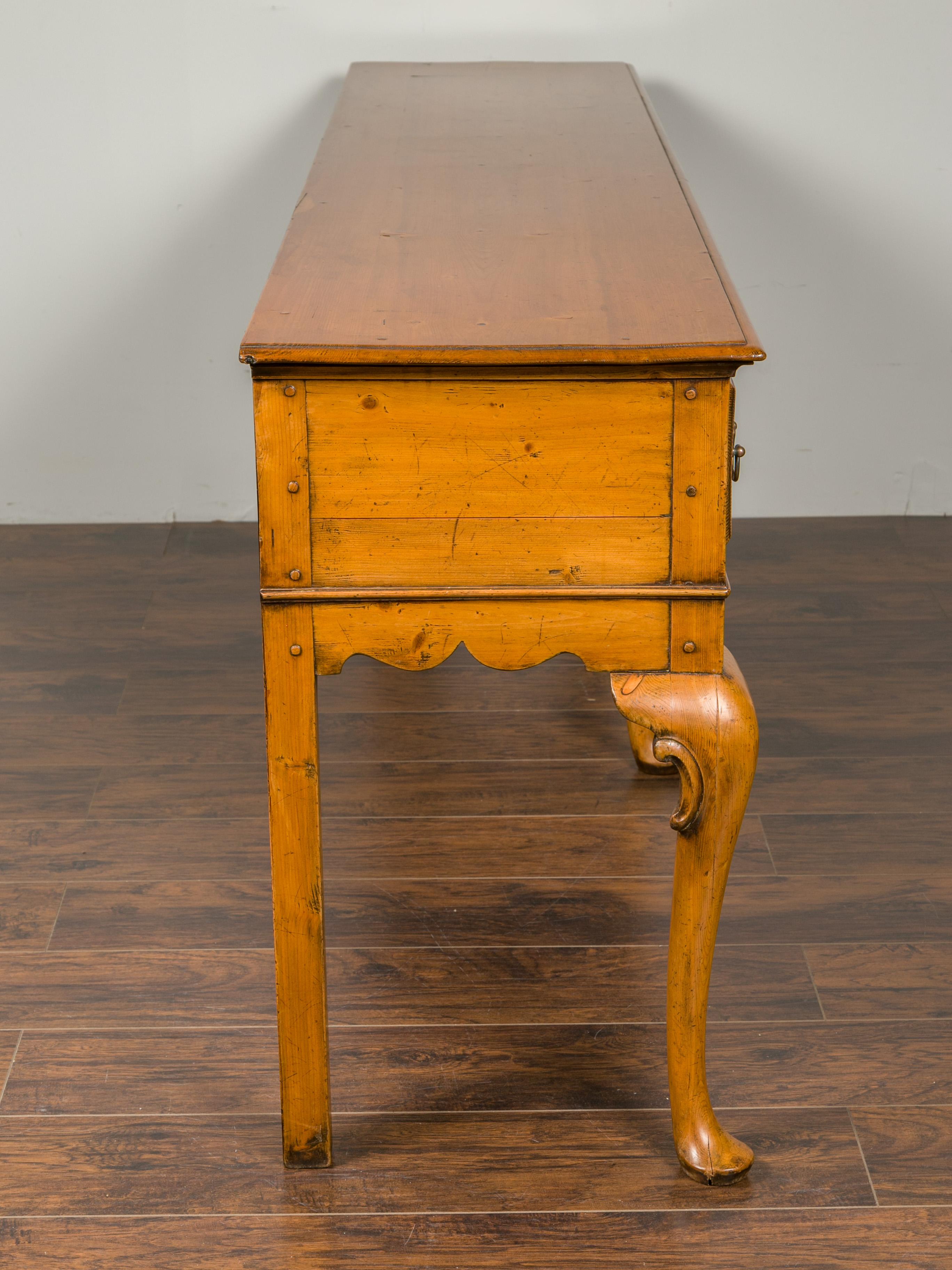 English Pine Sideboard with Four Drawers and Cabriole Legs, circa 1900 6