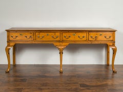 English Pine Sideboard with Four Drawers and Cabriole Legs, circa 1900