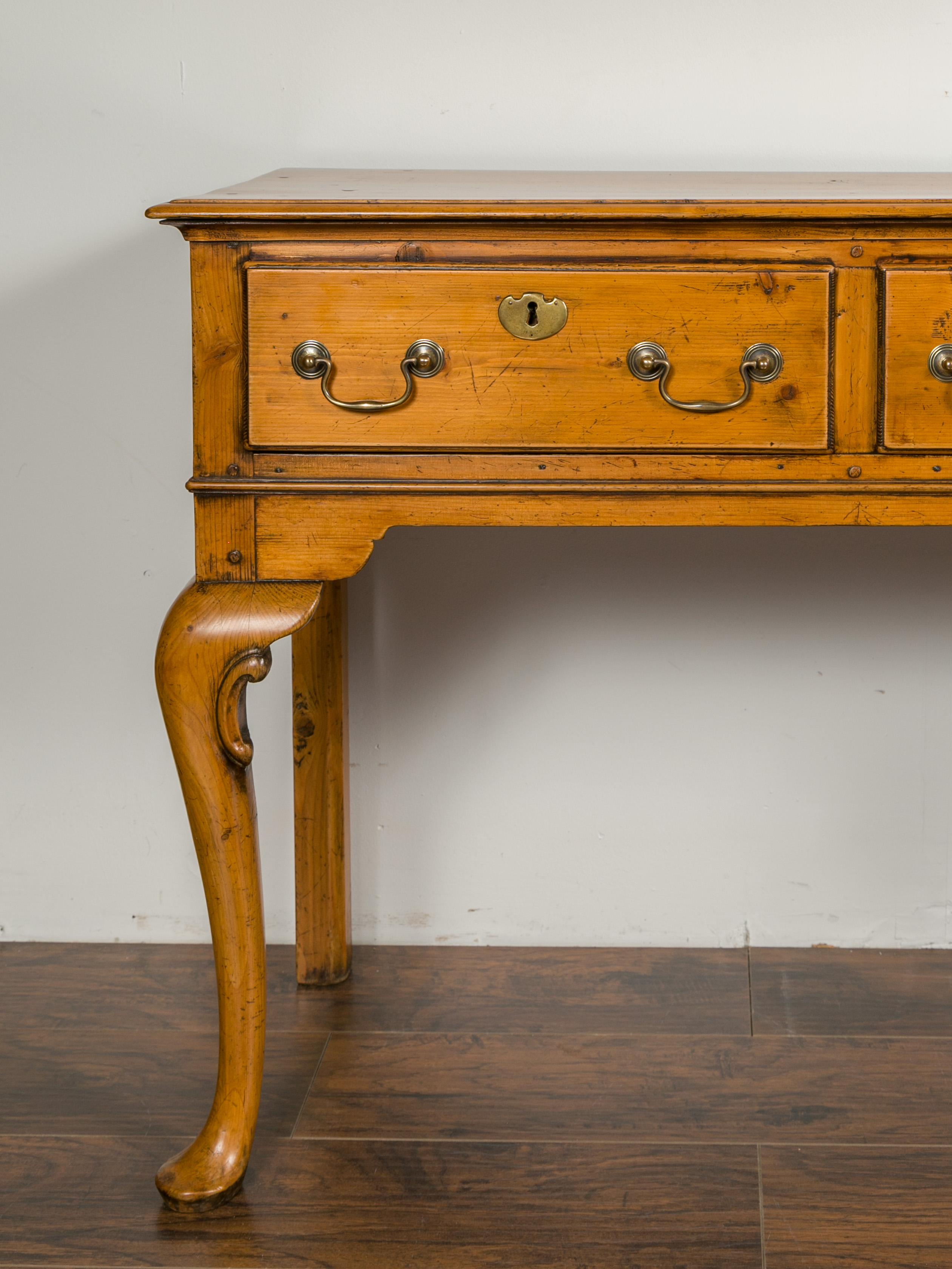 20th Century English Pine Sideboard with Four Drawers and Cabriole Legs, circa 1900