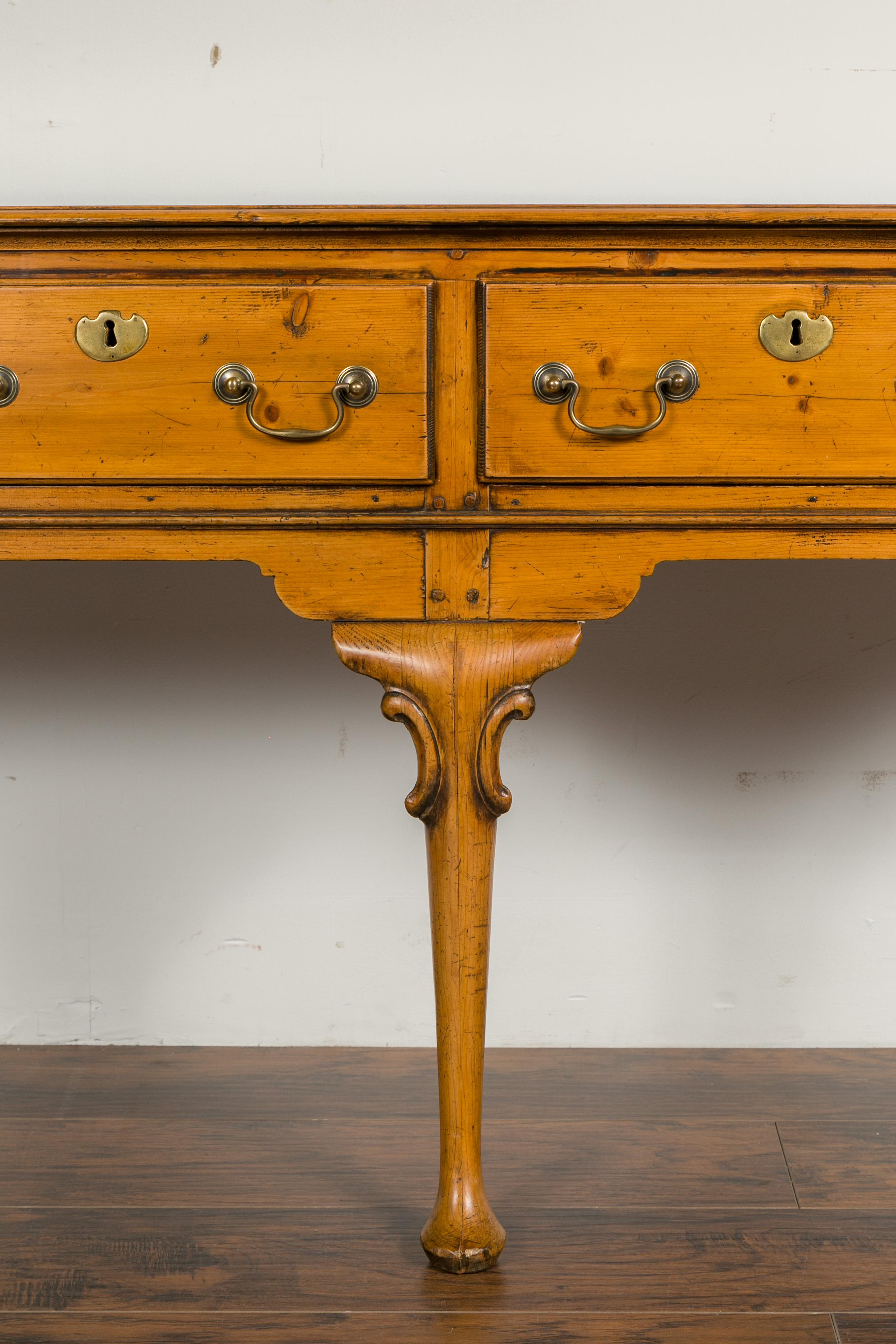 English Pine Sideboard with Four Drawers and Cabriole Legs, circa 1900 1