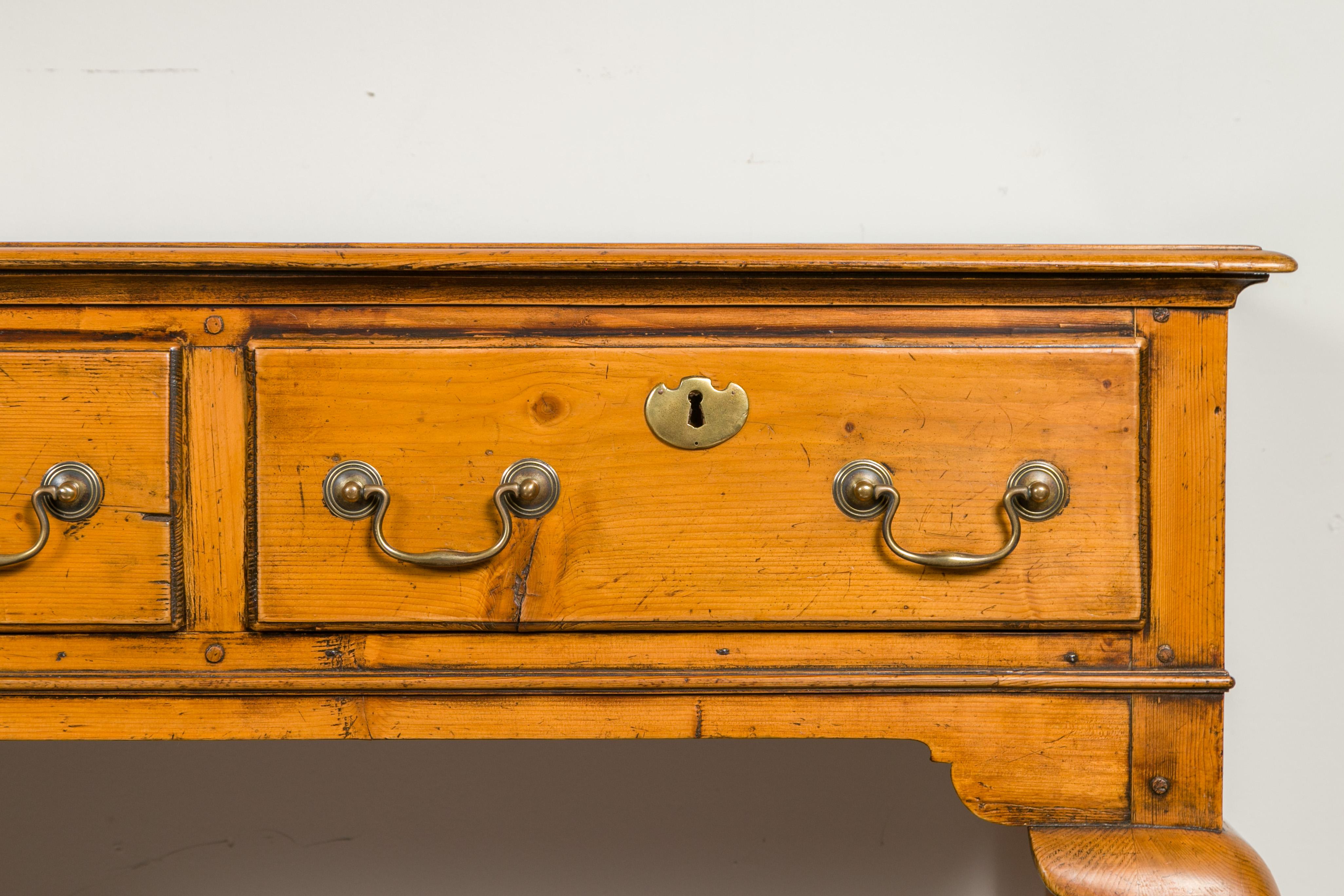 English Pine Sideboard with Four Drawers and Cabriole Legs, circa 1900 3