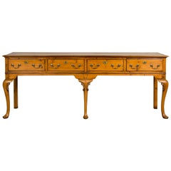 English Pine Sideboard with Four Drawers and Cabriole Legs, circa 1900